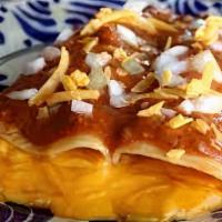 Cheese Enchiladas · 3 tortillas filled with cheese and topped with gravy chile and cheese. Served with rice and ...