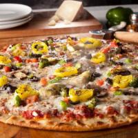 Veg Head · Travel the Road of Many Plenty Veggies! Our Veg Head Pizza is topped with 100% Whole Milk Mo...