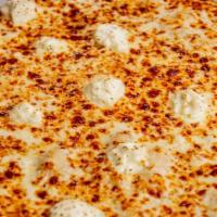 White · It's Time to Get Cheesy! Our White Pizza is topped with 100% Whole Mozzarella Cheese, Freshl...