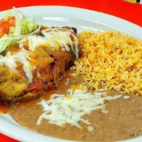 Chile Relleno · Stuffed poblano pepper with choice of ground beef, chicken, or mozzarella cheese. Come with ...
