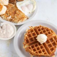 Plain Waffle · Add two eggs any style with bacon, sausage, or ham at an additional cost. Add pecans at an a...