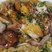 Chicken Teriyaki · Grilled chicken. Teriyaki sauce over stir fried soba noodles & vegetables.