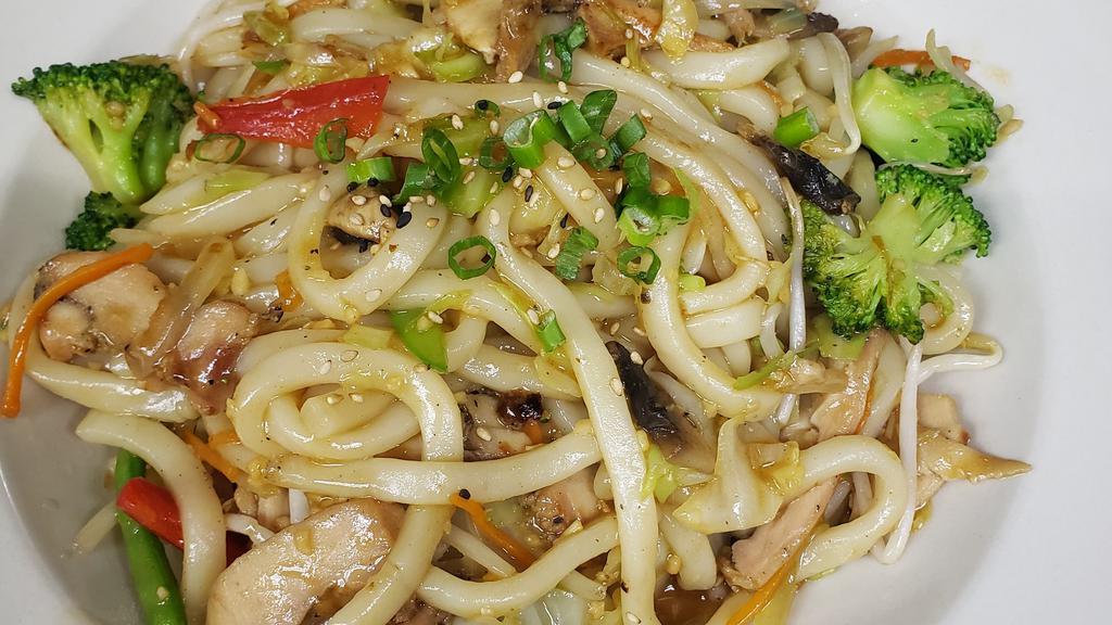 Yaki Udon · Stir fried noodles & vegetables w/ choice of protein.