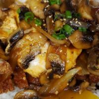 Katsu Don · Panko battered protein , fried egg, mushrooms, onions, pickled daikon & house tonkatsu sauce...