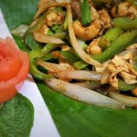 Cashew Nuts Chicken · Stir Fried choice of meat, onion, celery, cashew nuts, bell pepper, and green onion