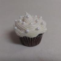 Chocolate Vanilla · Chocolate cupcake with vanilla icing and sprinkled sugar and sugar pearls