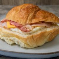 Breakfast Sandwich · Turkey Slice, Egg, Cheese, Bacon, Big Croissant Bread