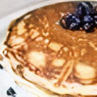 Full Stack Pancakes · Three of our fluffy, house made pancakes served with butter and syrup (sugar-free syrup upon...