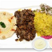 Beef Shawarma - Mediterranean · Beef slowly roasted on a spit with the blend of herbs and spices and then shredded, served w...