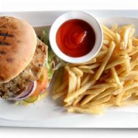 Grilled Chicken Burger · Our popular Grilled Chicken burger is juicy served with Cheese, Ketchup, Mayo, lettuce, onio...