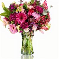 Girls Dem Sugar · Designer choice vase. gerber dasies, lilles, seasonal fillers, greenery, tulips, snapdragons.