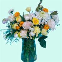 You'Re Still The One · Designer Choice Vase. Roses, Mums, tulips, White fillers, yellow fillers,seasonal fillers, g...