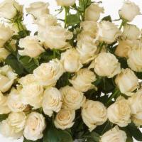 Dozen White Roses · Dozen white roses, greenery, babies breath