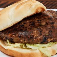 Black Bean Burger · Freshly made black bean patty, seasoned and grilled. Served on a toasted bun with mayo, lett...