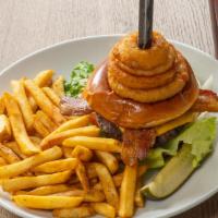 Family Lunch · 5 432 Bombers Char broiled burger with cheddar cheese, triple bacon, stack with 3 onion ring...