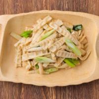 Sesame Bamboo Shoots 香油春笋丝 · Hand splitted slender bamboo shoot tips tossed with scallions in simple sesame oil.