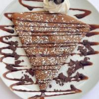 Shockolate · The ultimate chocolate lover's crepe made with Mayan Chocolate Batter, Nutella mousse, dark ...