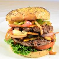 Double Itawon · 8oz Fresh Angus Beef(X2), Poppy seed bun,Mayo,Lettuce,Pickles,Tomatoes,Ketchup,Mustard,Grill...