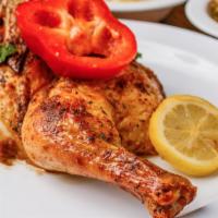 Roasted Chicken · Three side items included. Served daily.