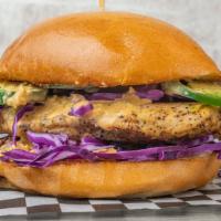Wild Chick · Marinate grilled chicken topped with fresh jalapeño, creamy purple cabbage, and spicy white ...