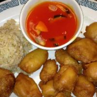 Sweet & Sour Chicken Lunch · With your choice of soup, appetizer and rice.