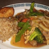 Happy Family (Chicken, Shrimp & Beef) Lunch · With your choice of soup, appetizer and rice.
