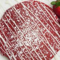 Raving Red Velvet Pancakes · 2 ravishingly red velvet pancakes topped with powdered sugar and our homemade cheesecake fro...