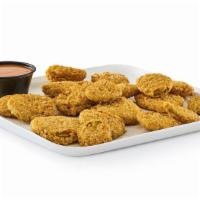 Fried Pickle Nickels · Golden-fried dill slices served with Smoky BBQ mayo.
