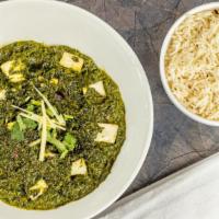 Saag Paneer · Gluten free. Cubes of paneer with spinach and fenugreek.