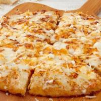 Four Cheese Pizza · mozzarella | cheddar | feta | parmesan | garlic spread.