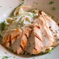 Chicken Fettuccini Alfredo · Sauteed chicken diced and tossed with fettuccini noodles in creamy alfredo sauce.