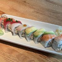 Rainbow Roll · Cali mix, tuna, shrimp, salmon, yellowtail