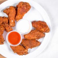Hot Wings · Baked chicken wings served with ranch or blue cheese.