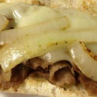 Philly Cheesesteak Sub Only · Thinly sliced premium sirloin steak, grilled onions and provolone cheese.
