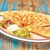 Quesadilla · Served with lettuce, pico, guac, sour cream, and your choice of meat (brisket, asada, chicke...