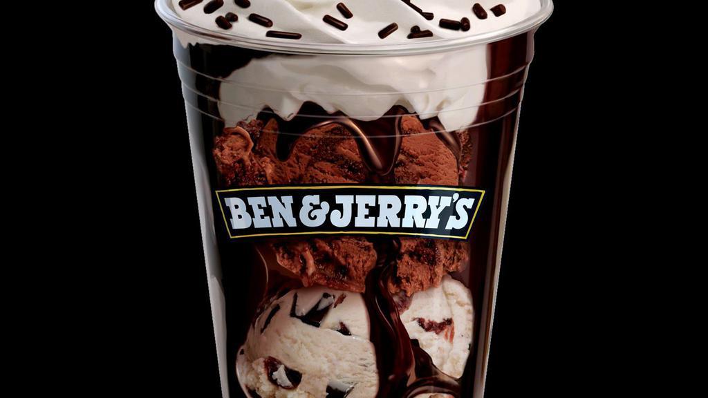 Hot Fudge Or Hot Caramel Sundae · Two scoops of any flavor of ice cream topped with hot fudge or hot caramel and fresh whipped cream and a topping of your choice