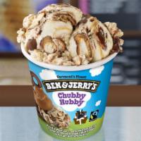 Chubby Hubby® · Vanilla malt ice cream with peanuty fudge-covered pretzels with fudge and peanut buttery swi...