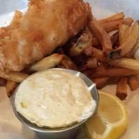 Fish And Chips · Beer battered Atlantic cod and house-cut fries.  Served with house made tartar sauce and lemon