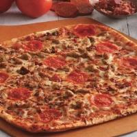 Lotsa Meat Thin Cust Pizza · A pizza that lives up to its name, our specialty Lotsa Meat Pizza is topped with mouth-water...