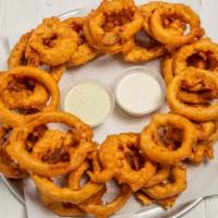 Homemade Onion Rings · Voted best. Served with ranch and jalapeño ranch.