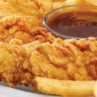 Chicken Tenders & Fries · Four fresh, never frozen, hand-battered chicken tenders served with fries and your choice of...