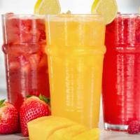 Lemonade Blast! · Delicious and refreshing NA lemonade infused with real strawberries, mangoes or raspberries.