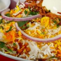 Hyderabadi Goat Dum Biryani · House special rice dish made with aromatic basmati rice and chef secret masalas, cooked in s...