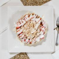 Strawberry Cheesecake · Fresh strawberries, cream cheese glaze, graham cracker crumbles.