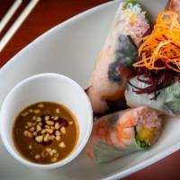 Summer Rolls  · Vietnamese style spring rolls filled with Snow Crab mix, Shrimp, mango, mint, served with sp...
