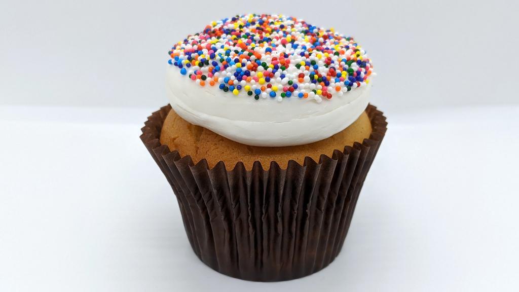 Birthday Cake · Vanilla Cake with Vanilla Buttercream dipped in Birthday Sprinkles