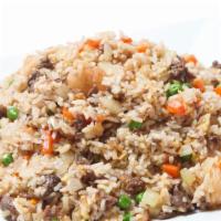 Fried Rice 볶음밥 · Served with miso soup.