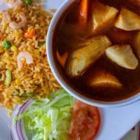 Caldo De Pescado Grande · Large Spicy Broth Soup with Fish Tilapia and Vegetables