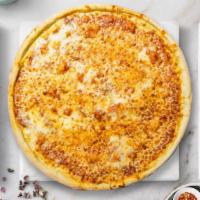 Byo Cheese Pizza · Build your own classic cheese pizza with your choice of toppings baked on a hand-tossed dough.