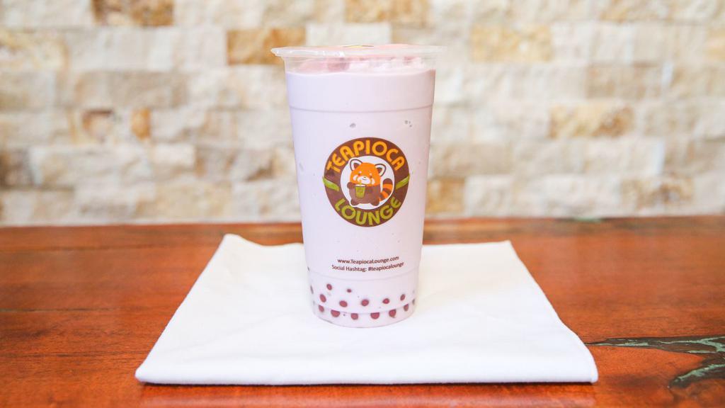 Taro Smoothie · A creamy taro flavored smoothie. 
•Standard sweet (adjustable) 
•Includes lactose-free creamer (substitutable)